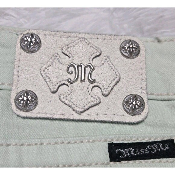 Miss Me Lime Green Embellished Low Rise Skinny Jeans Size 30x32 - Picture 13 of 16